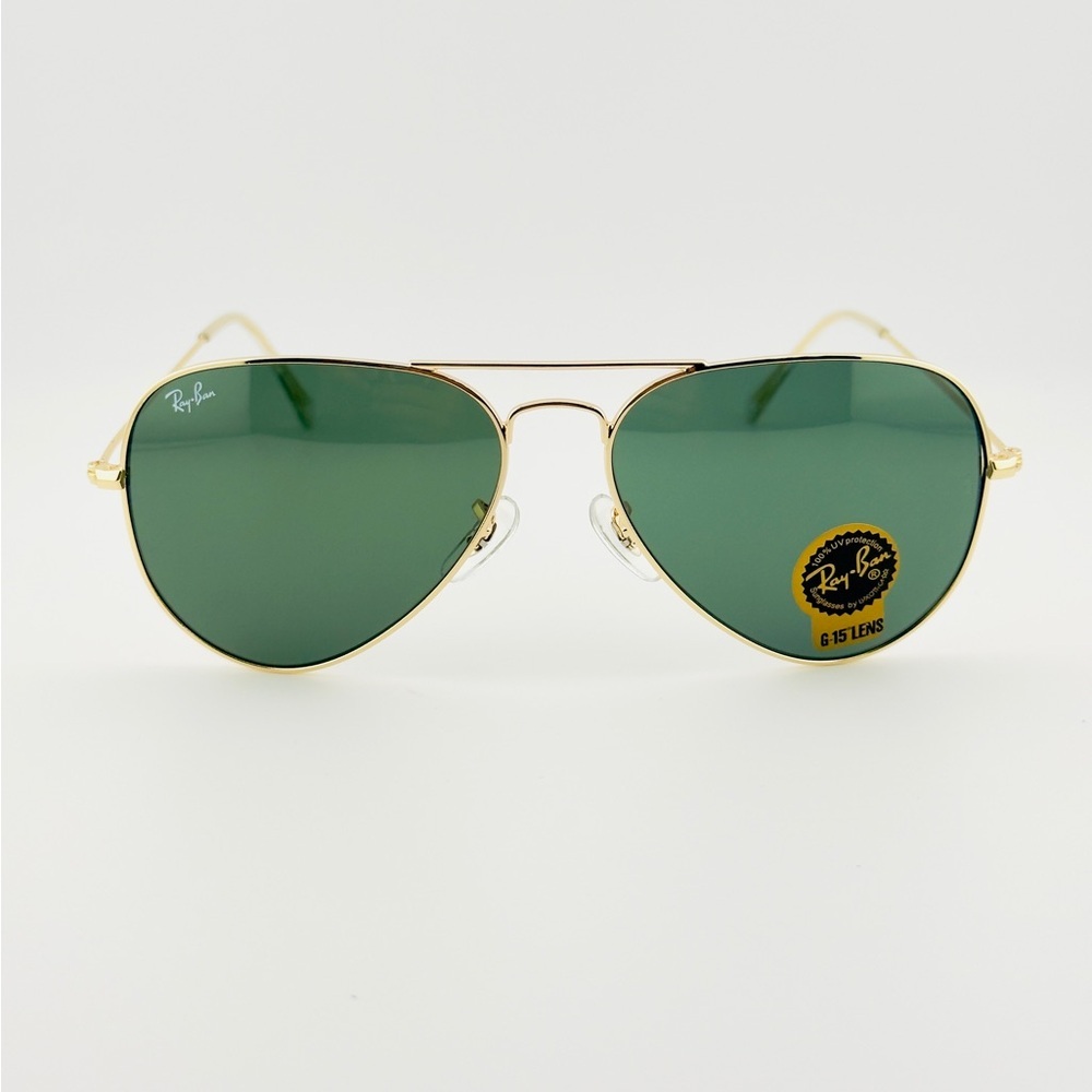 Ray-Ban Aviator Classic Sunglasses RB3025 Polished Gold Frame G-15 Green Lenses - Picture 6 of 14